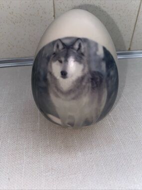 EGGZAKLY PORCELAIN Wolf  Egg Figure Handcrafted USA Made